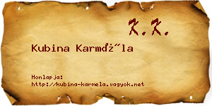 Kubina Karméla névjegykártya